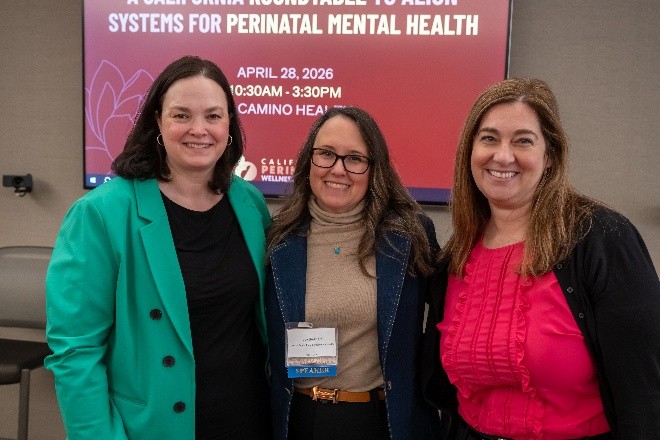 DMHC Director Mary Watanabe (left) with Policy Center for Maternal Health CEO Joy Burkhard and DMHC Deputy Director of Health Policy and Stakeholder Relations Amanda Levy